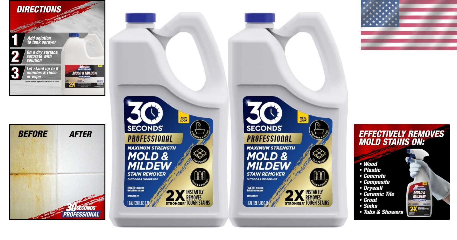 Pro Mold & Mildew Stain Remover – Scrub-Free & Ready-to-Use 128 fl oz – 2 Pack