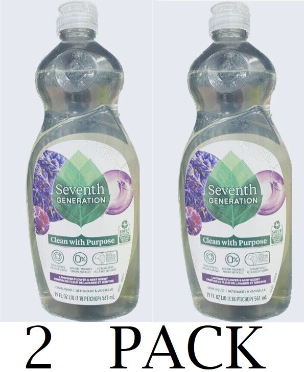 2x Seventh Generation LAVENDER FLOWER & MINT Dish Soap Detergent 19 fl oz 2 PACK
