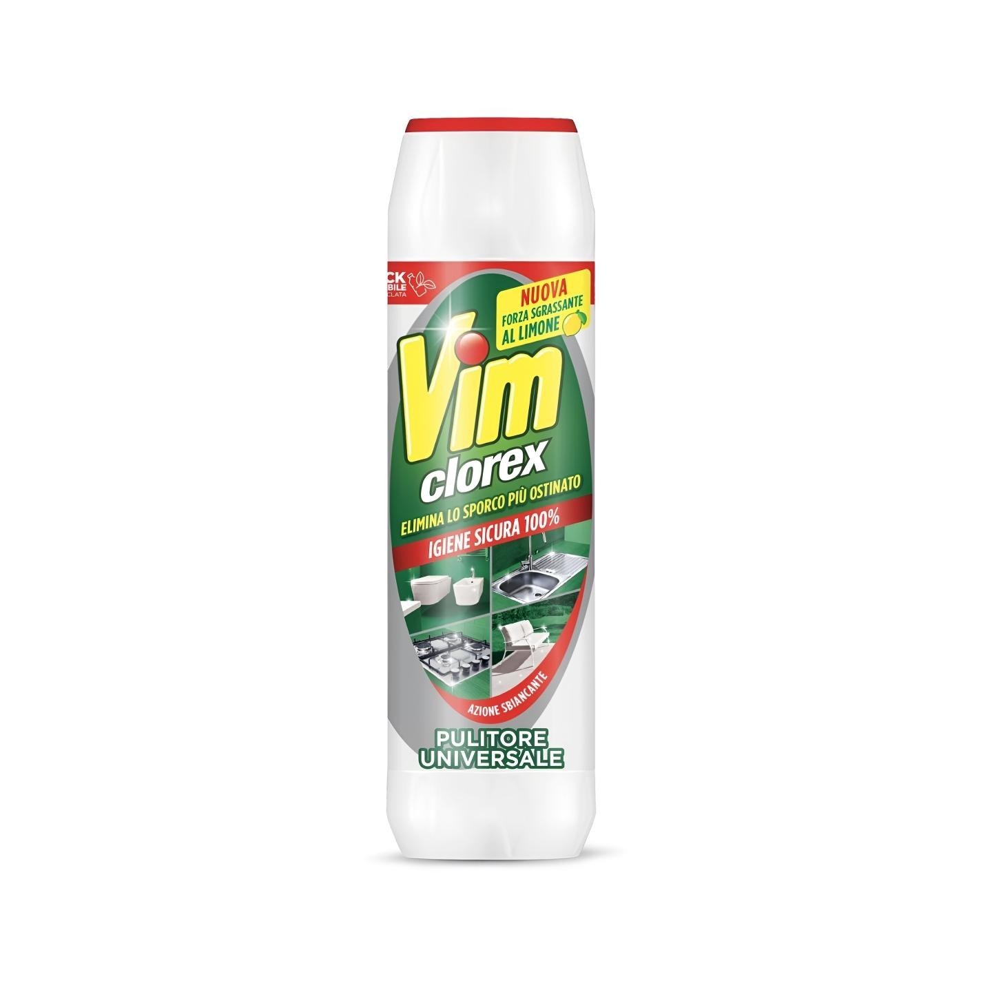 VIM Clorex Scourer Extra Whitening Bleach Powder Removes Grease & Stains 750g