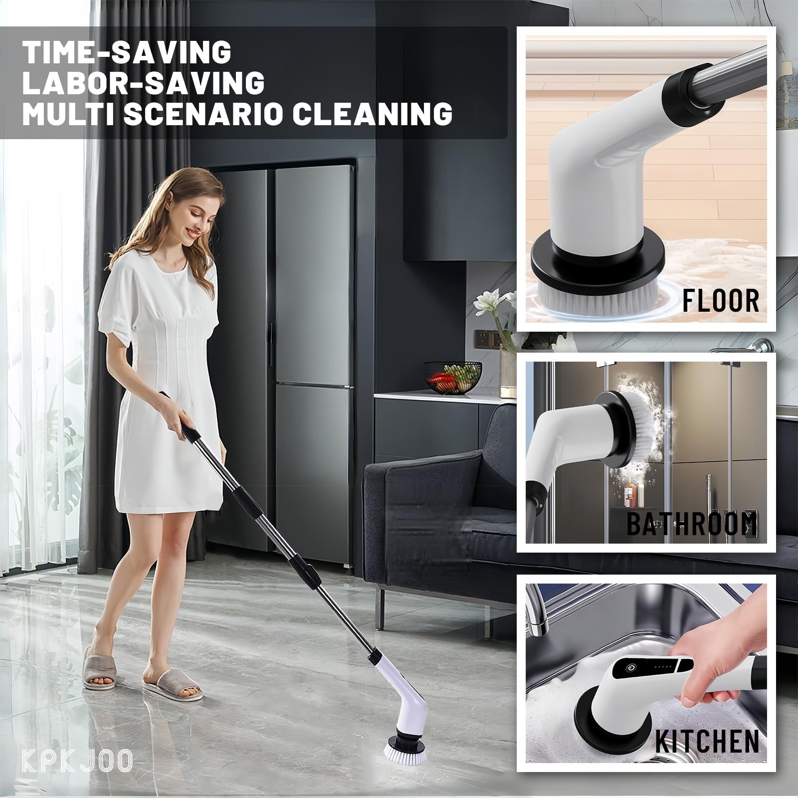 Electric Spin Scrubber Ditch the Scrubbing Long Handle Shower Scrubber with 9…