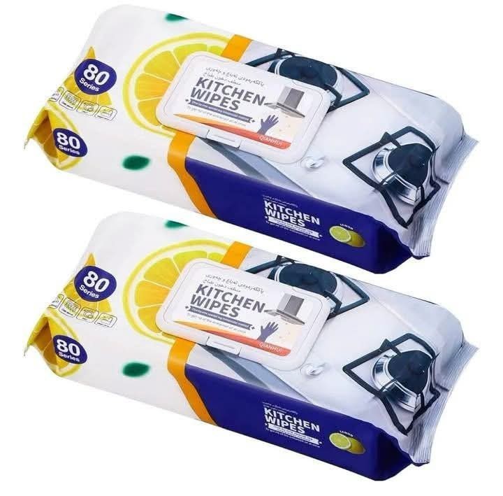 80Pcs Kitchen Cleaning Wipes Heavy Duty Degreaser Oil Stain Remover Lemon Scent