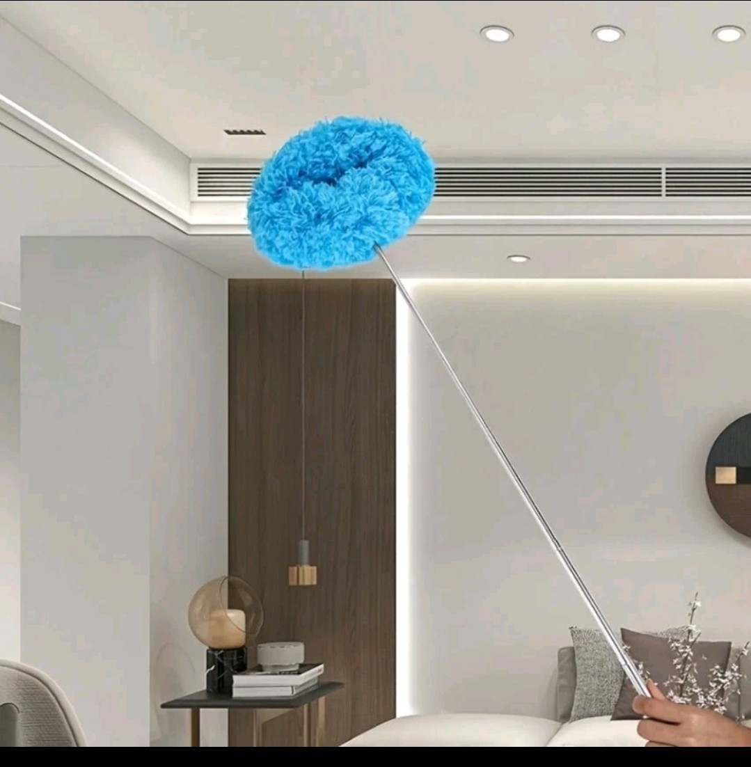 1pc Microfiber Ceiling Fan Duster – Reusable w/ 32in Adjustable Extension Pole