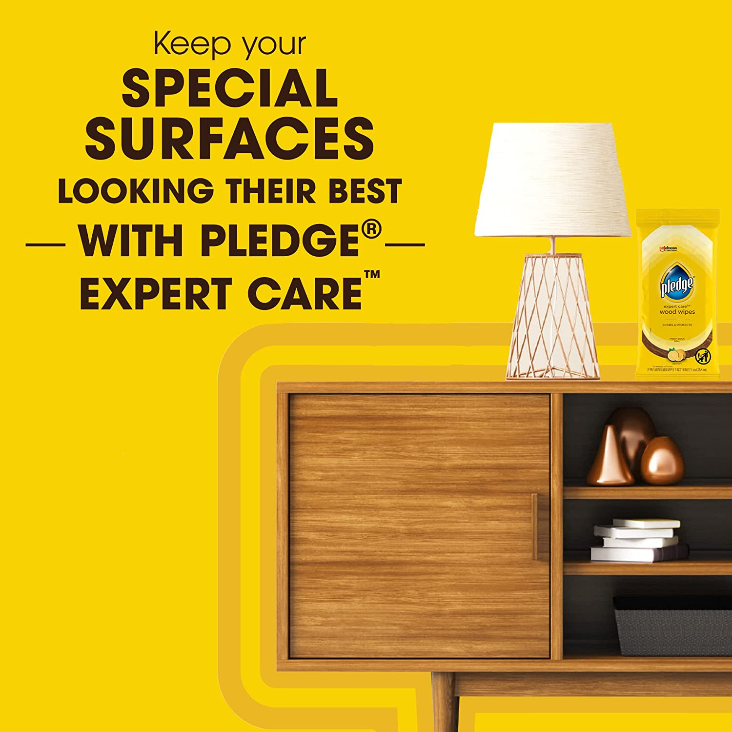 Pledge Expert Care Wood Wipes Shines and Protects Removes Fingerprints Lemon