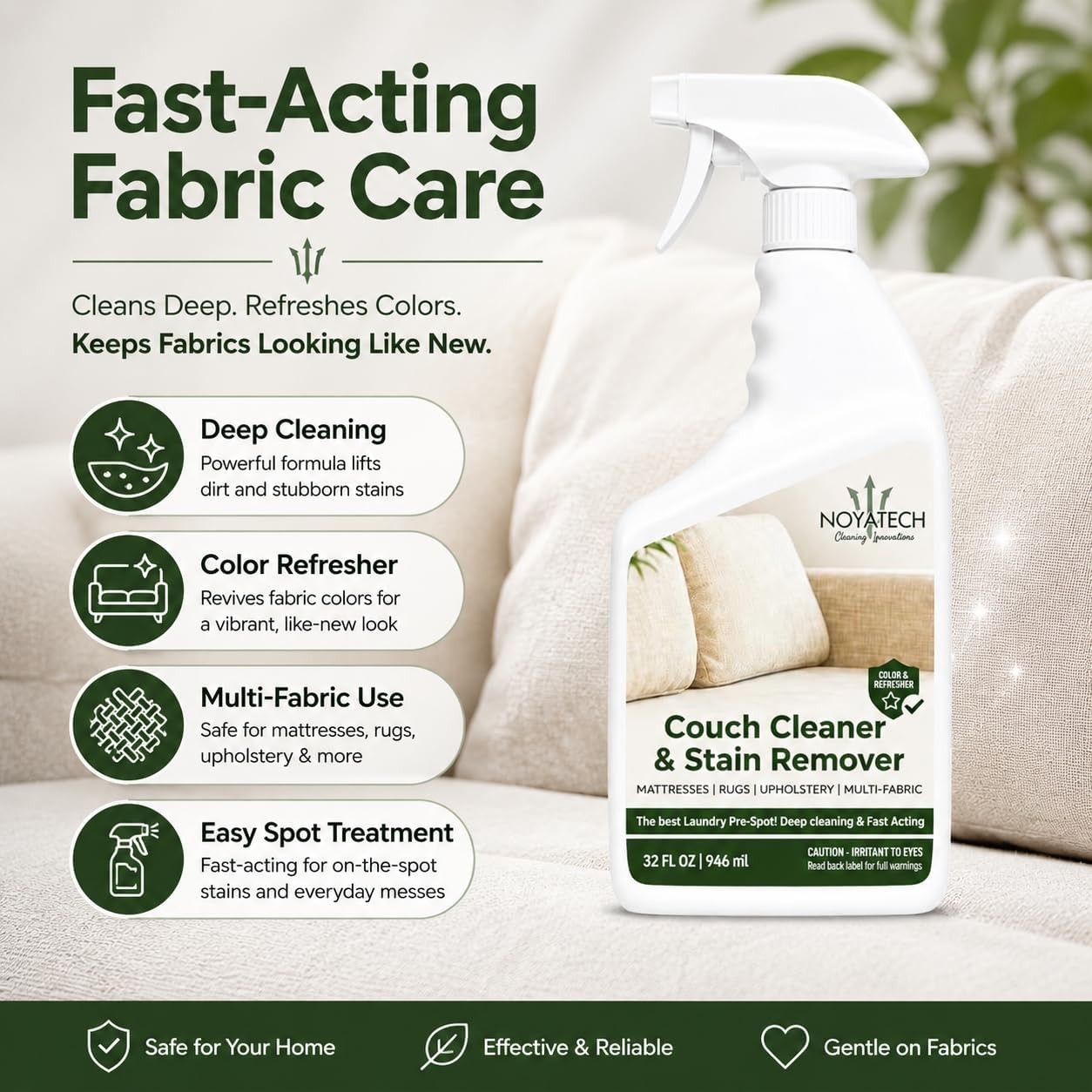 Professional Couch & Upholstery Cleaner Spray 32oz Fabric Stain Remover