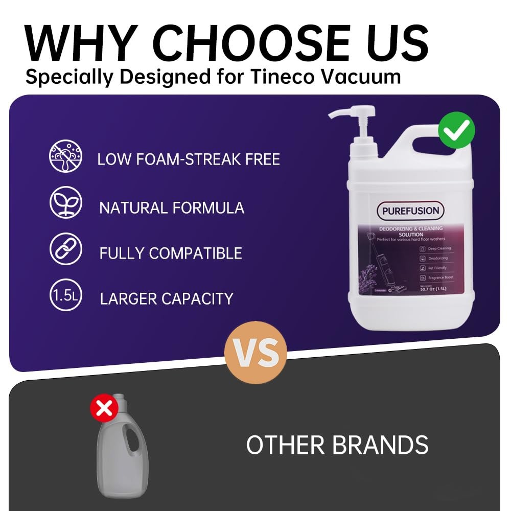 Deodorizing Cleaning Solution 50.7 OZ/1.5L for Tineco iFLOOR FLOOR S3 S5 S6 S…