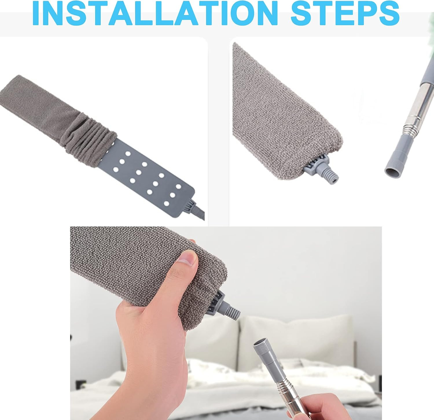 Upgraded Under Appliance Cleaning Gadgets, Microfiber Gap Duster, Skinny Flat Du