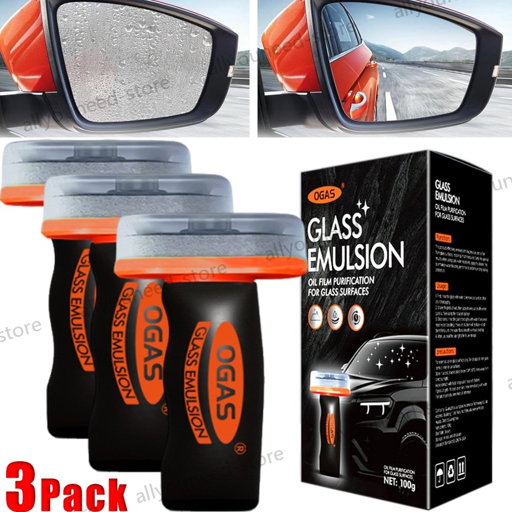 3Pack Car Windshield Glass Emulsion Cleaner, 100ml Auto Oil Film Remover