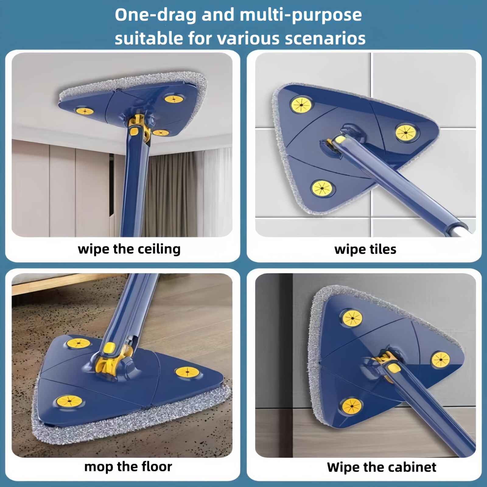 Triangle 360 Twist Squeeze 3 Pads with Replacement X Type Household Cleaning