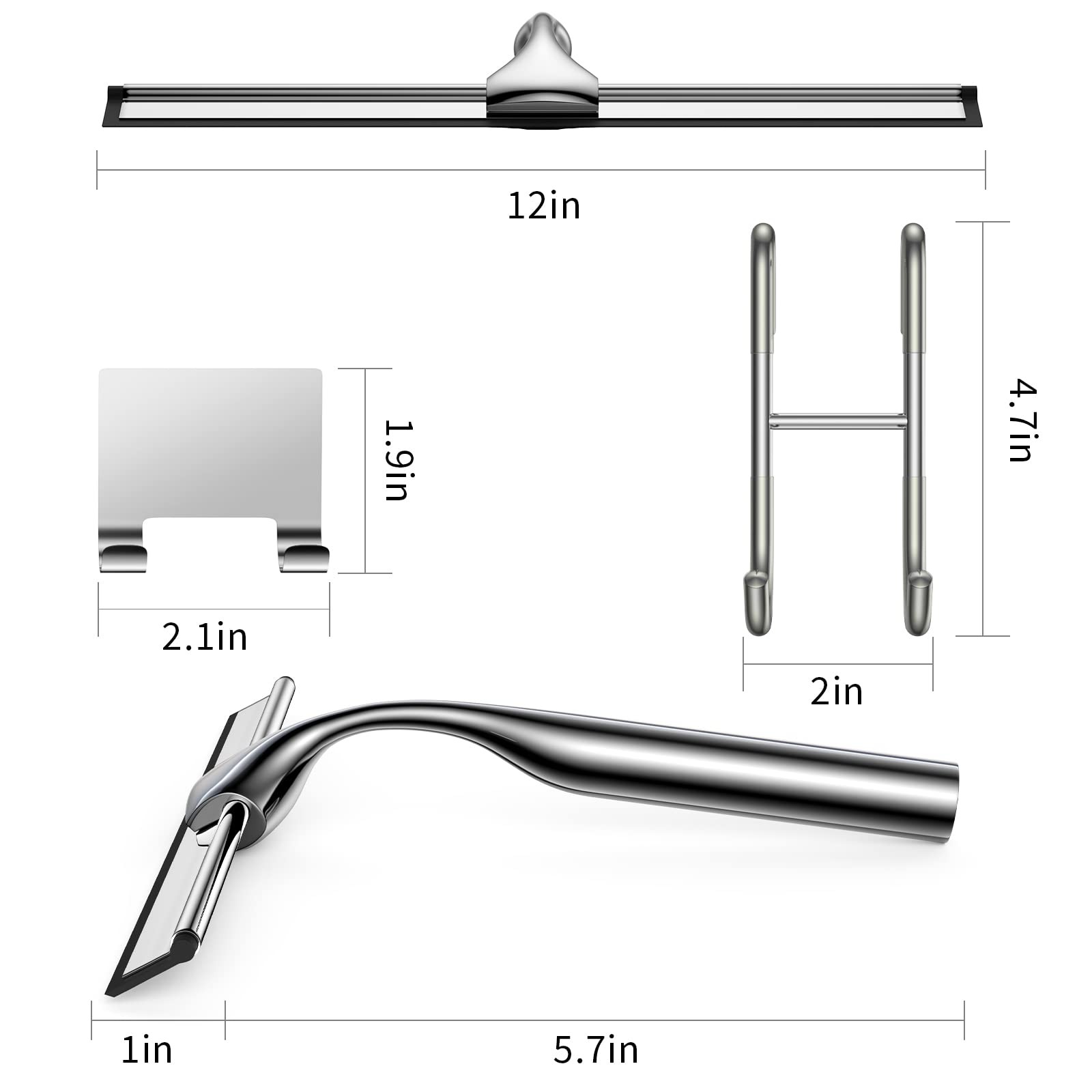 Shower Squeegee for Glass Door Stainless Steel Bathroom Squeegee Window Wiper…