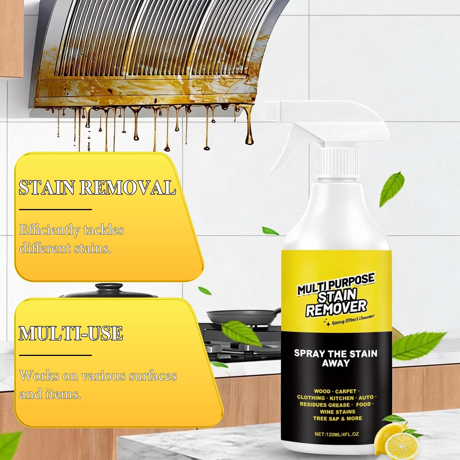2Pcs Multi-Purpose Stain Remover, All Purpose Cleaner Spray, Powerful Cleaner…