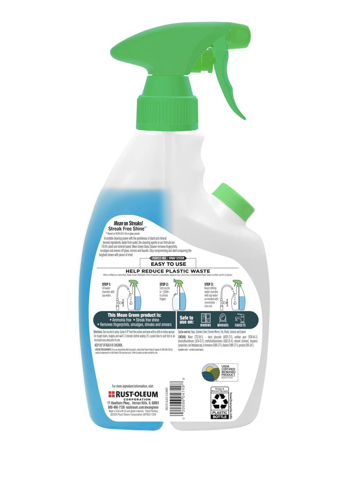 Mean Green Refillable Ultra Powered Glass Cleaner Concentrate, Fresh Scent, 14.3