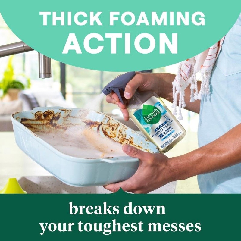 Biodegradable Foaming Dish Spray Unscented Non-Toxic Powerful Grease Cleaner New