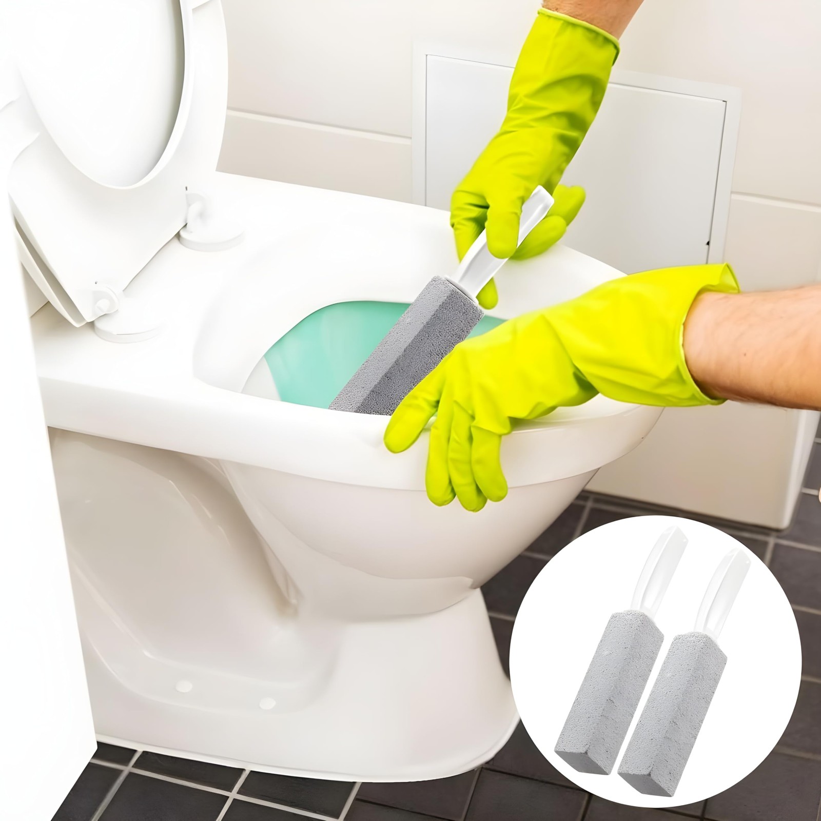 Bexter 2-Pack Value Toilet Bowl Pumice Cleaner with Handle – Removes Hard Wat…
