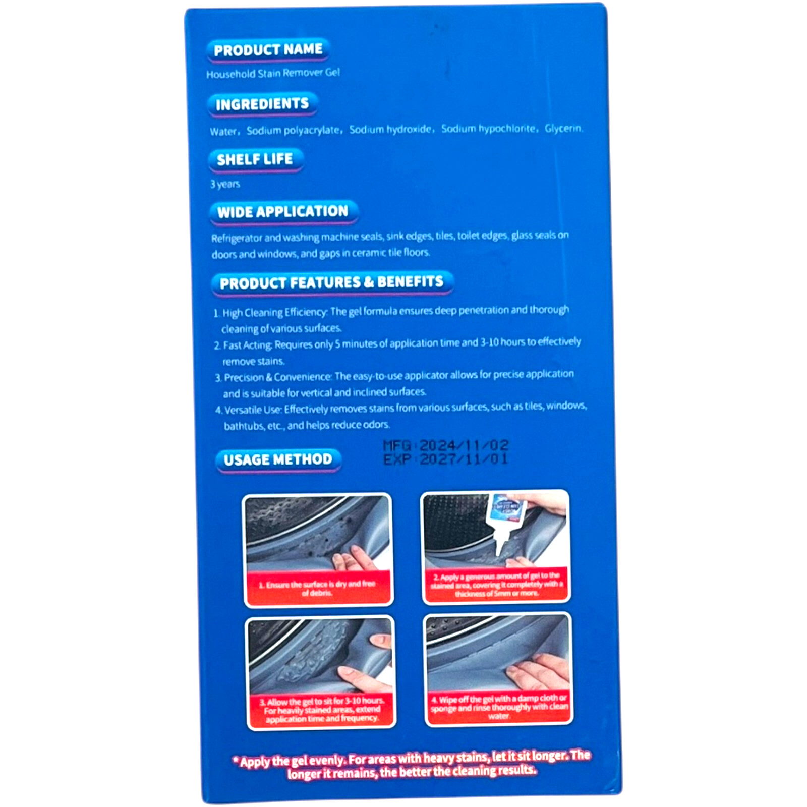 Power Stain Remover Gel by Jevvu – Home Deep Cleaner 5 oz