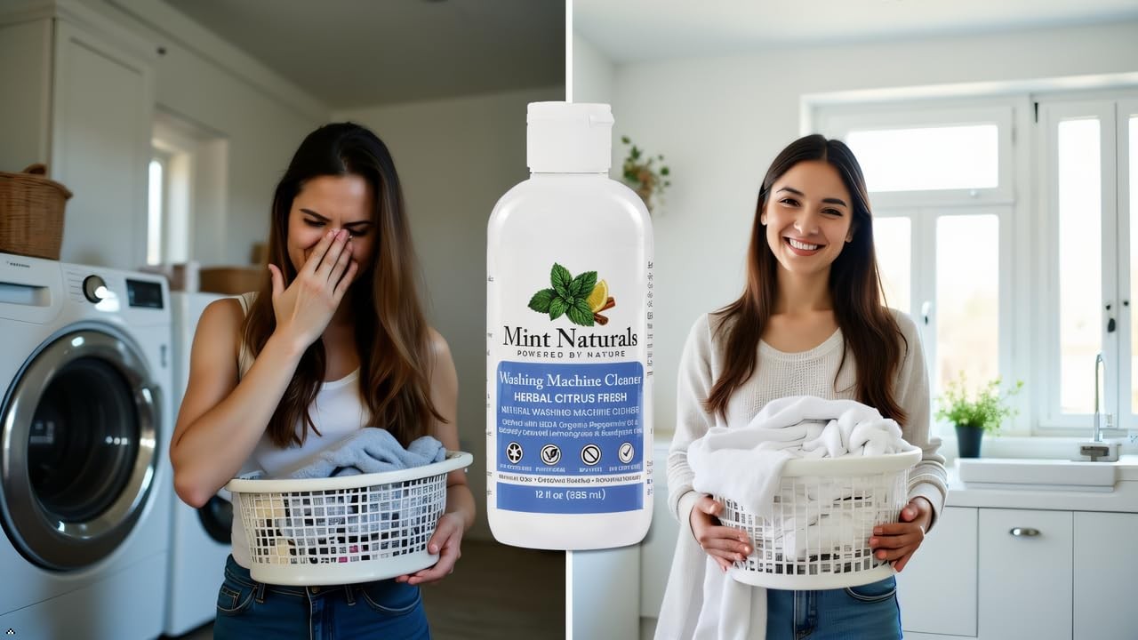 Natural Washing Machine Cleaner Front/Top Load Odor Remover 12oz Deep Clean
