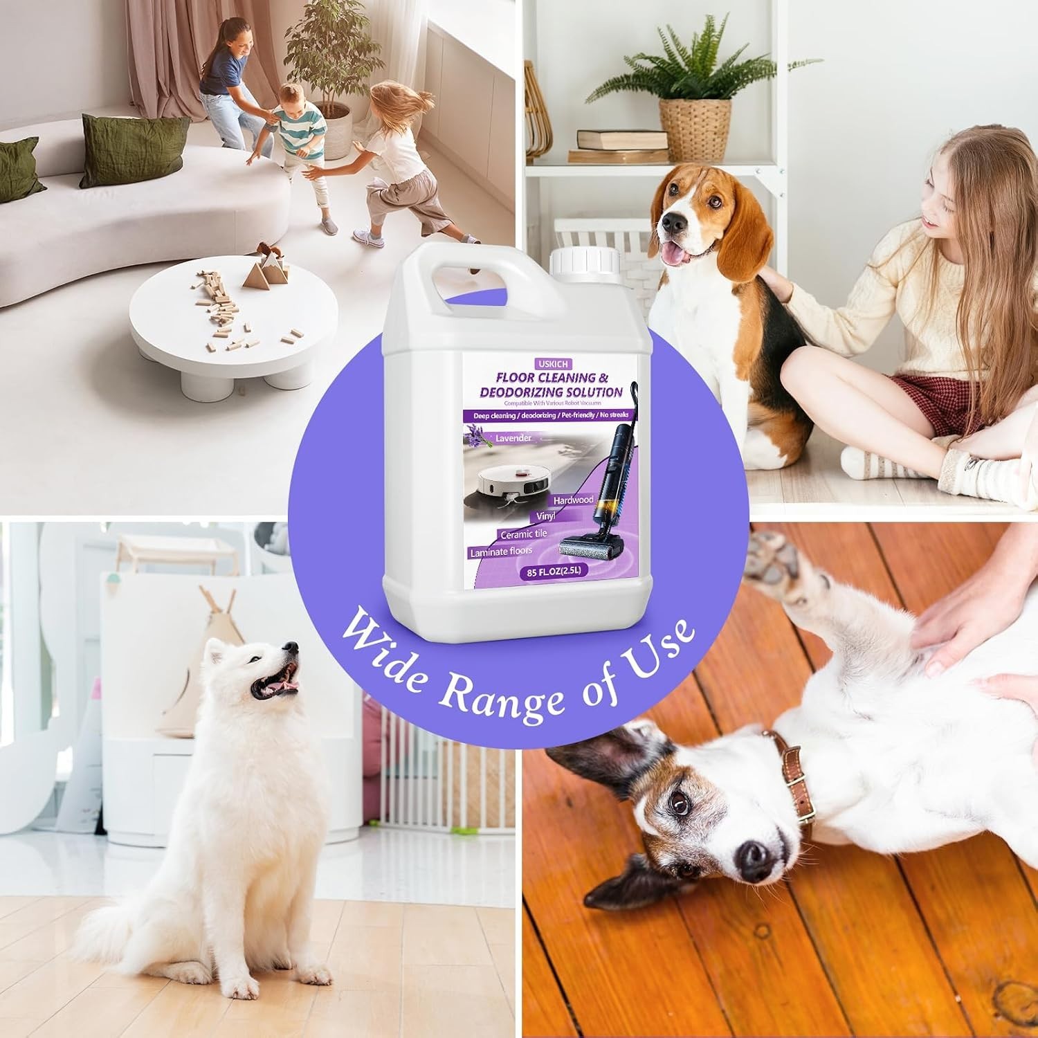 Gentle Yet Powerful Floor Cleaning Solution – 85 FL OZ with Lavender Aroma