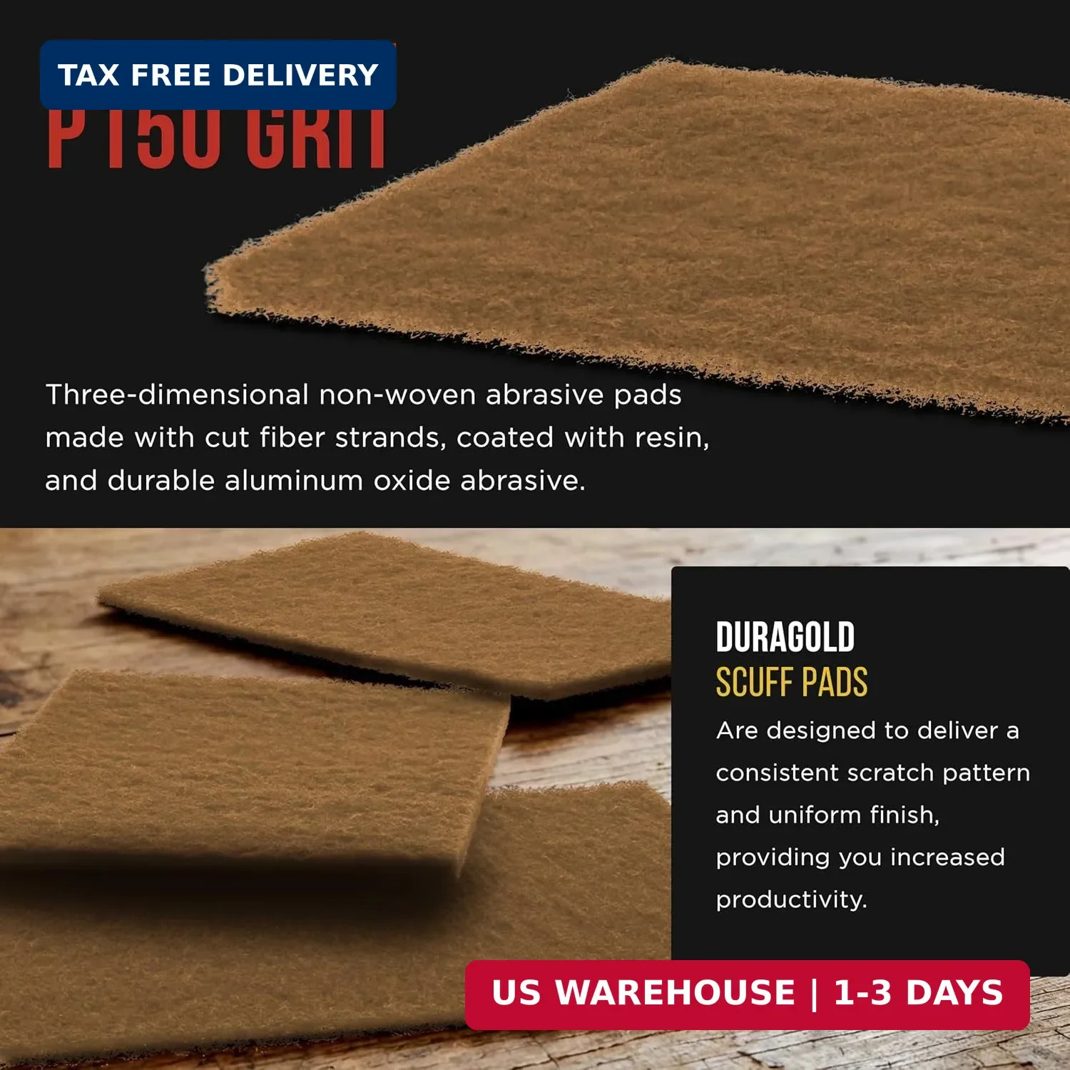10 PCS Premium Gold Coarse Scuff Pads Surface Prep Auto Wood 6×9 Inch