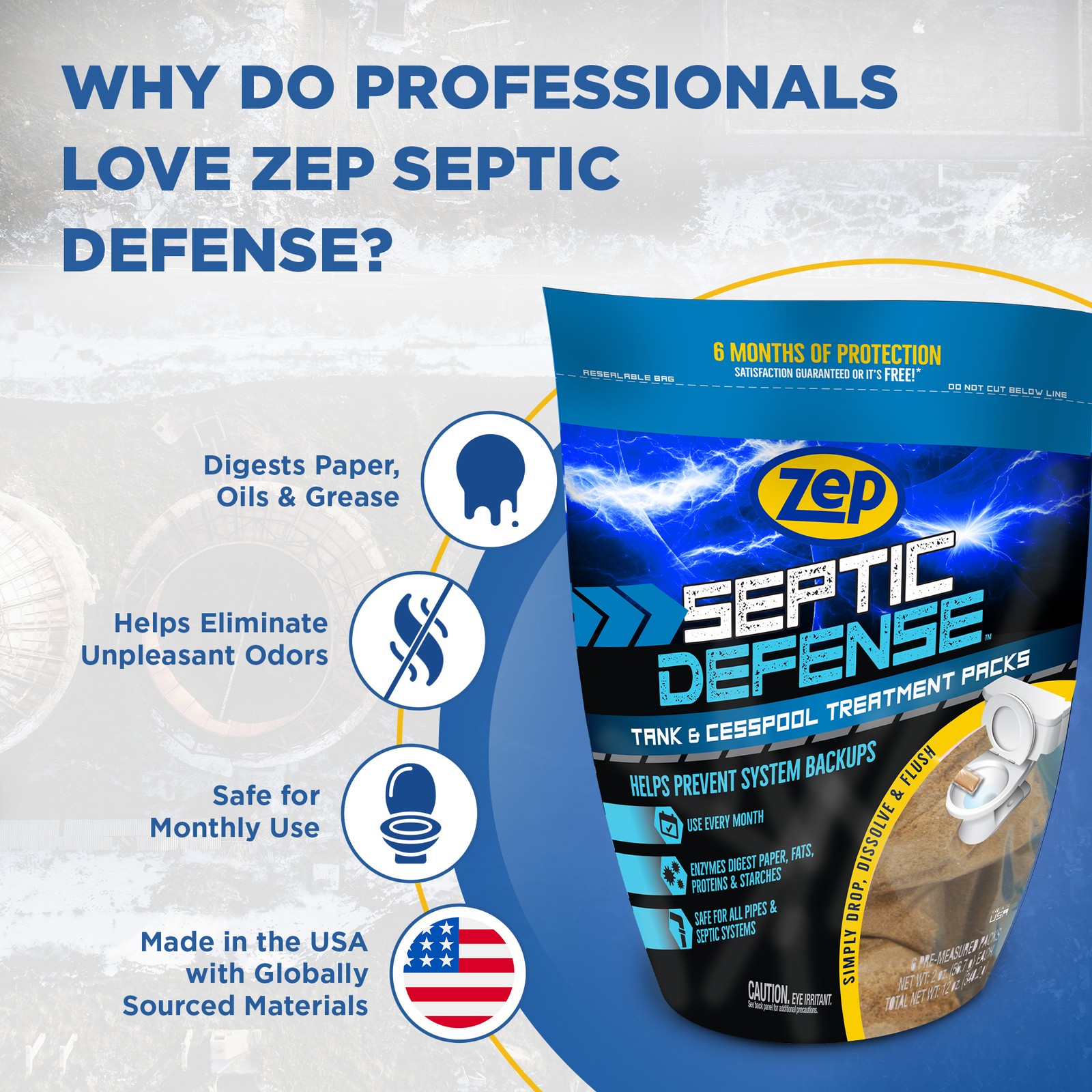 Zep ZSTP6 – 6-pack Concentrated Septic Treatment (Case of 6) Safe For All Septic