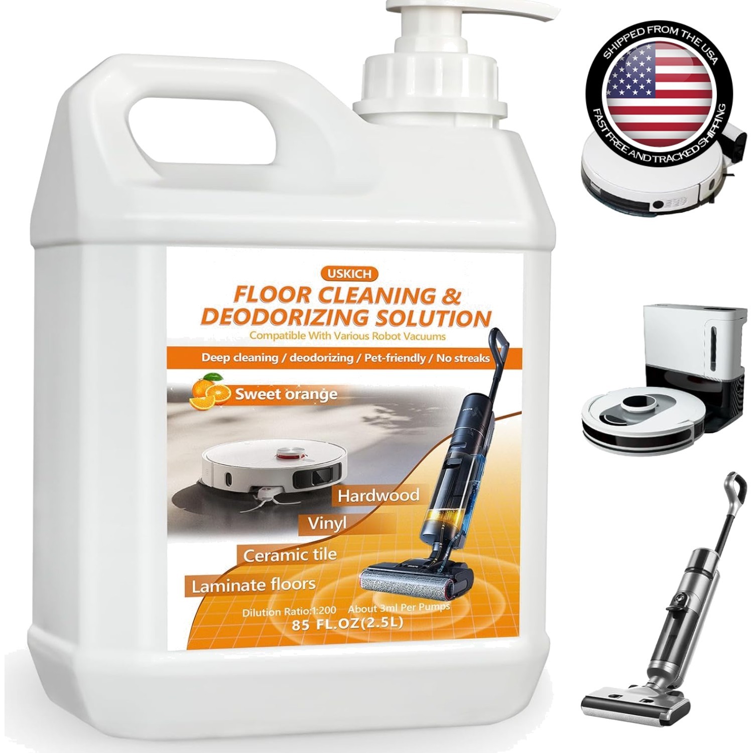 Powerful Deodorizing Floor Cleaner 85 FL OZ – Safe for Kids & Pets, Fast Drying
