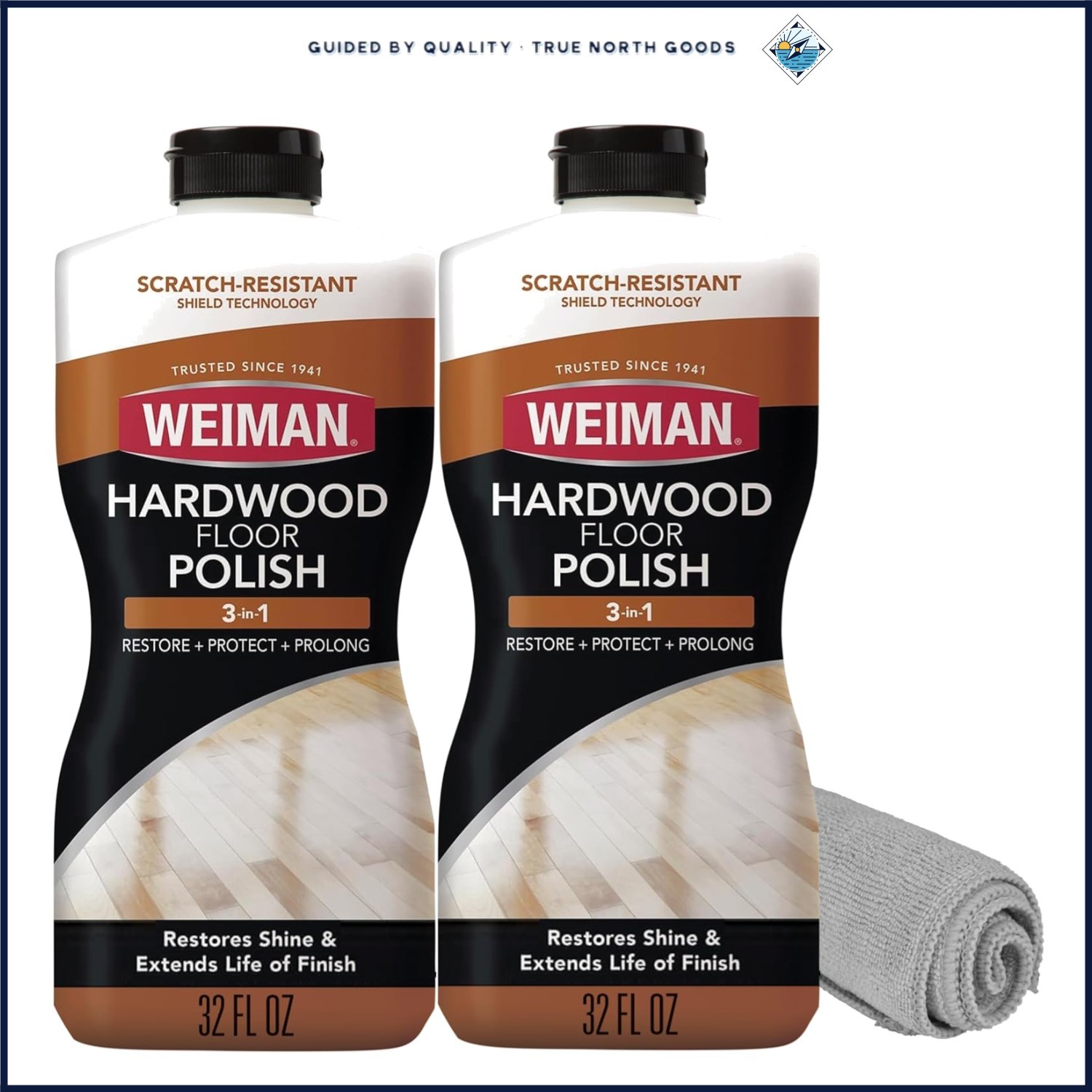 Wood Floor Polish and Restorer Bundle, 32 Oz, Removes Scratches and Adds Shine