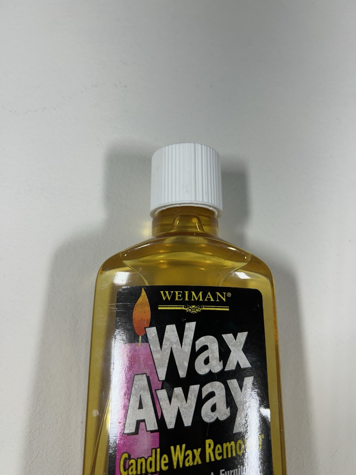 Weiman Wax Away Candle Wax Remover Fabrics 8 FL. OZ. White Cap Bottle 85% Full