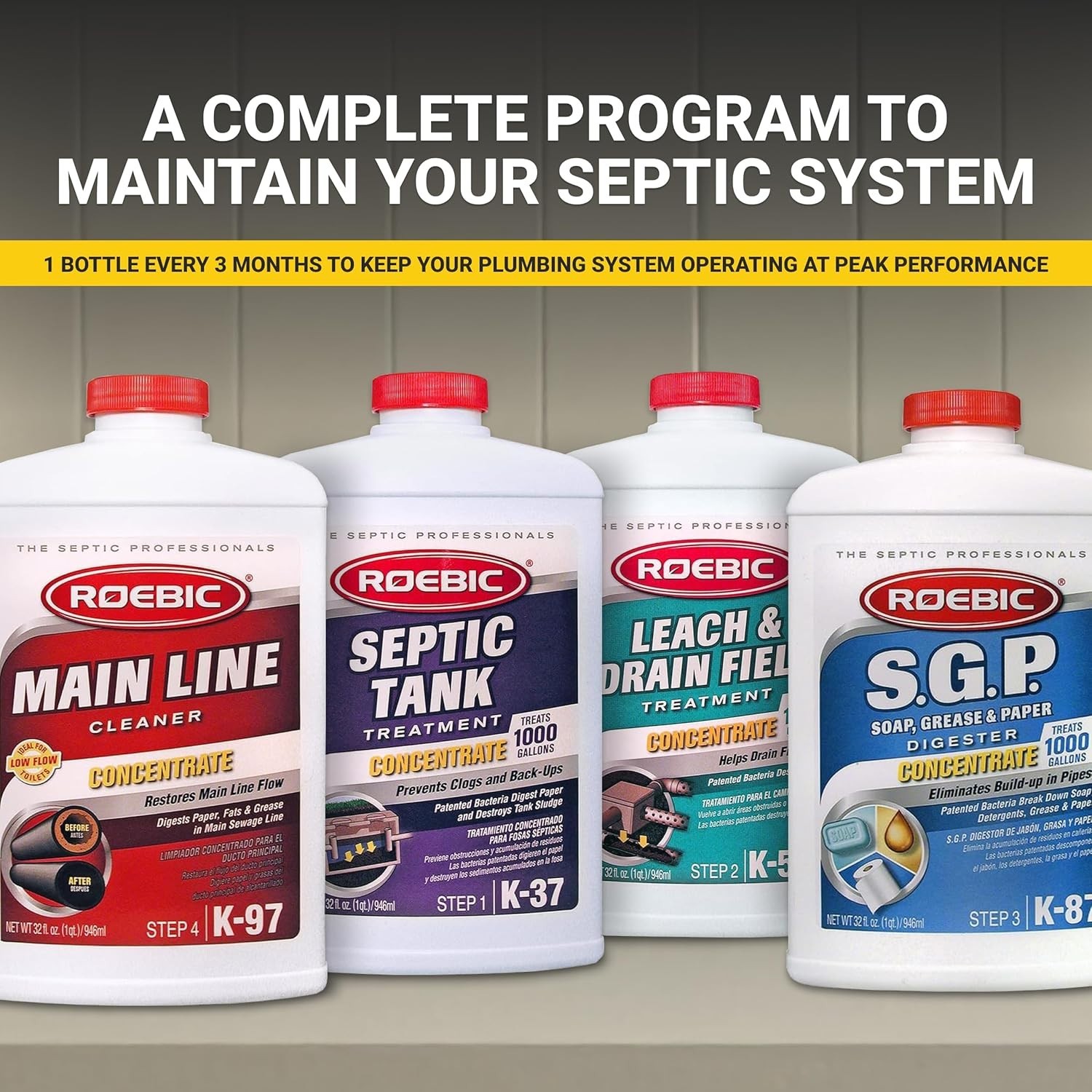 Complete Septic Care Kit 4 Quarts: Unscented, Non-Toxic, Prevents System Failure