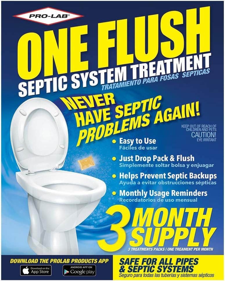 Septic Tank Treatment Packets, 3-Month Supply of Easy-Flush Bacteria