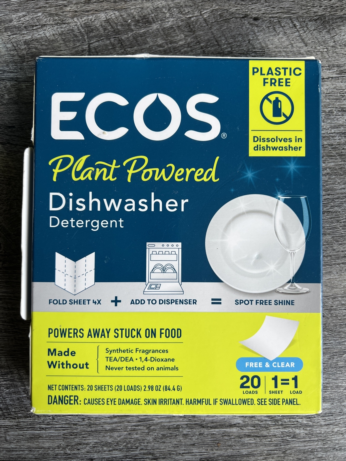 (LOT OF 3) ECOS Plant Based Dishwasher Sheets – Plastic Free – 60 Sheet/Loads