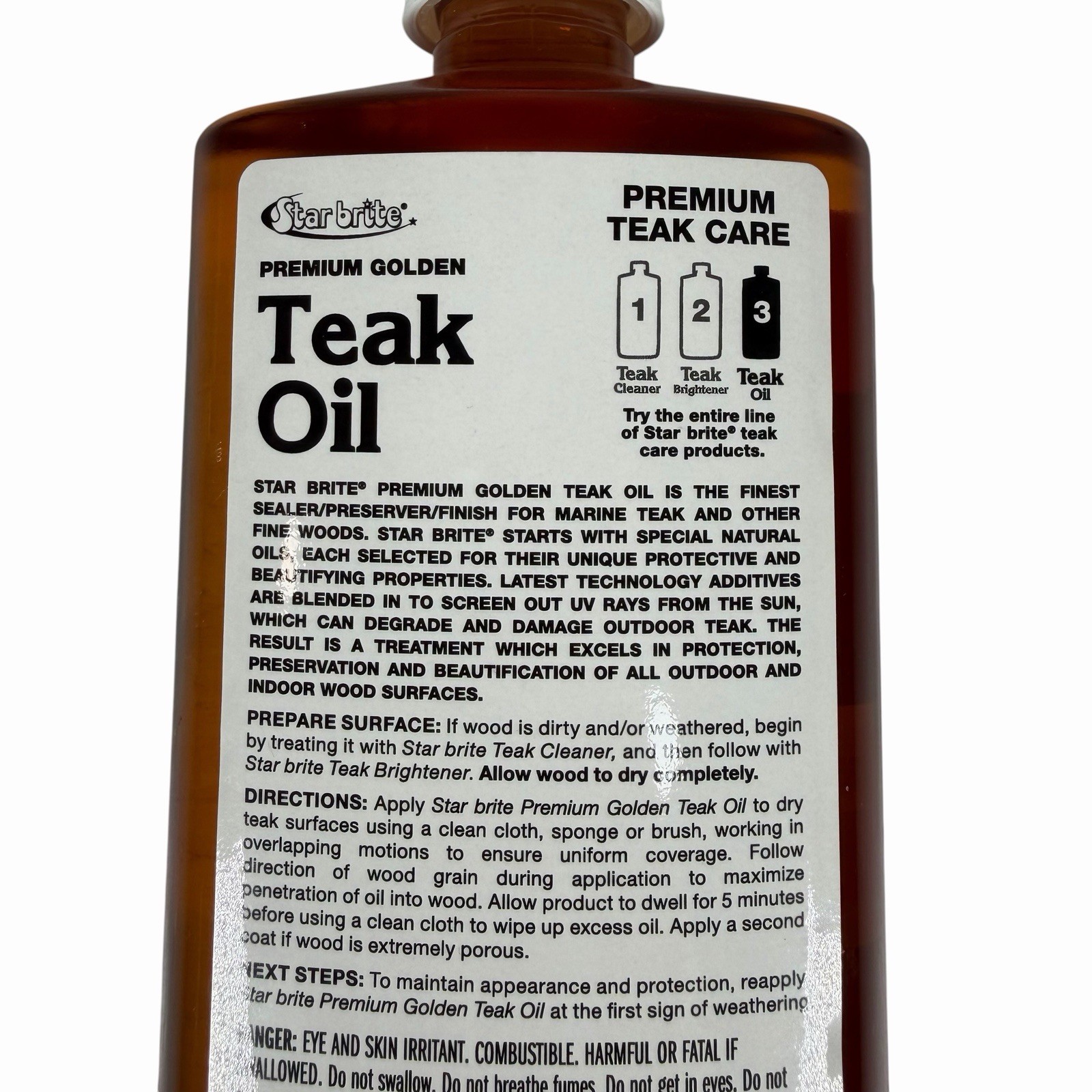 STAR BRITE Premium Golden Teak Oil 16 OZ Wood Sealer Preserver Finishes Step 3