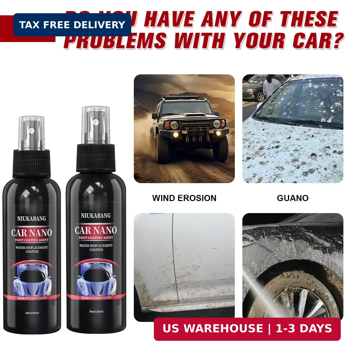 Instant Scratch Repair & Hydrophobic Coating – 2PCS Nurafix Car Nano Spray 240ml
