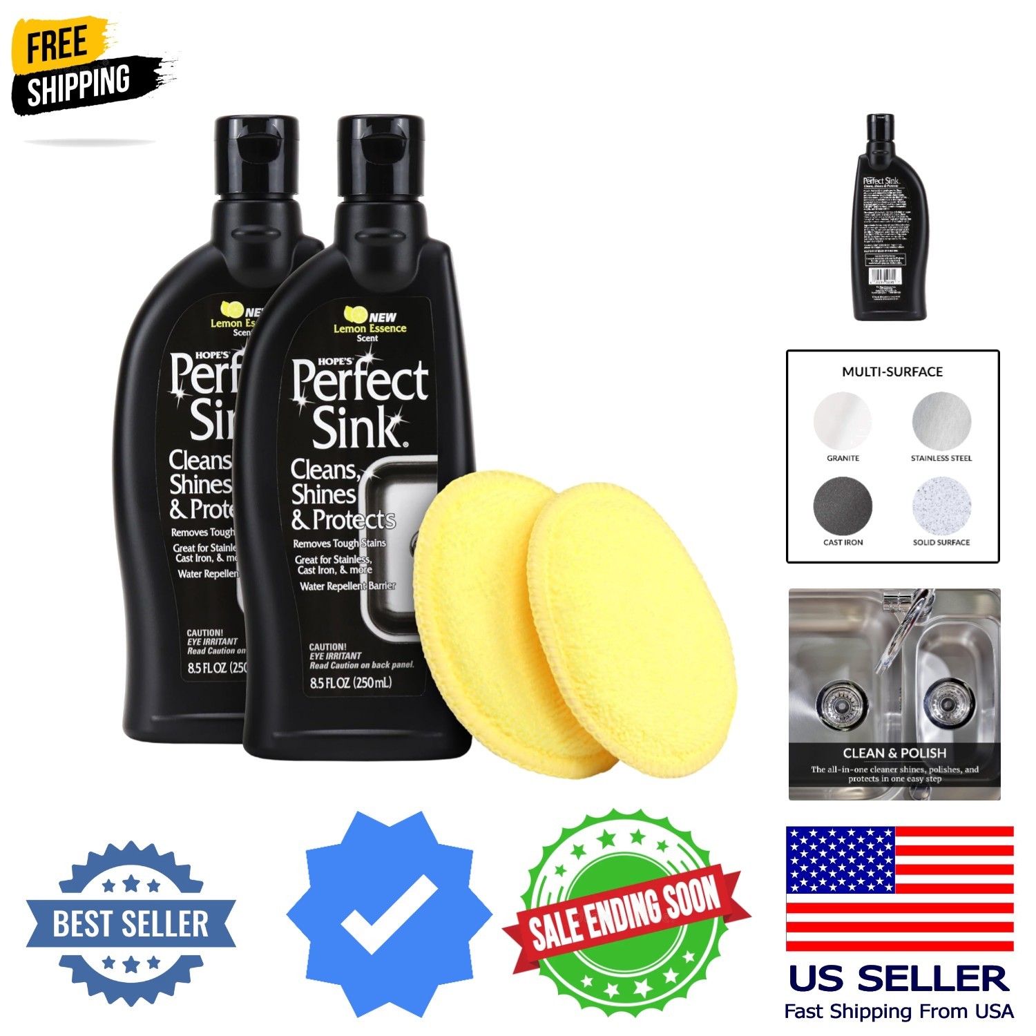 Perfect Sink Cleaner and Polish, Restorative, Water-Repellent, Removes Stains…