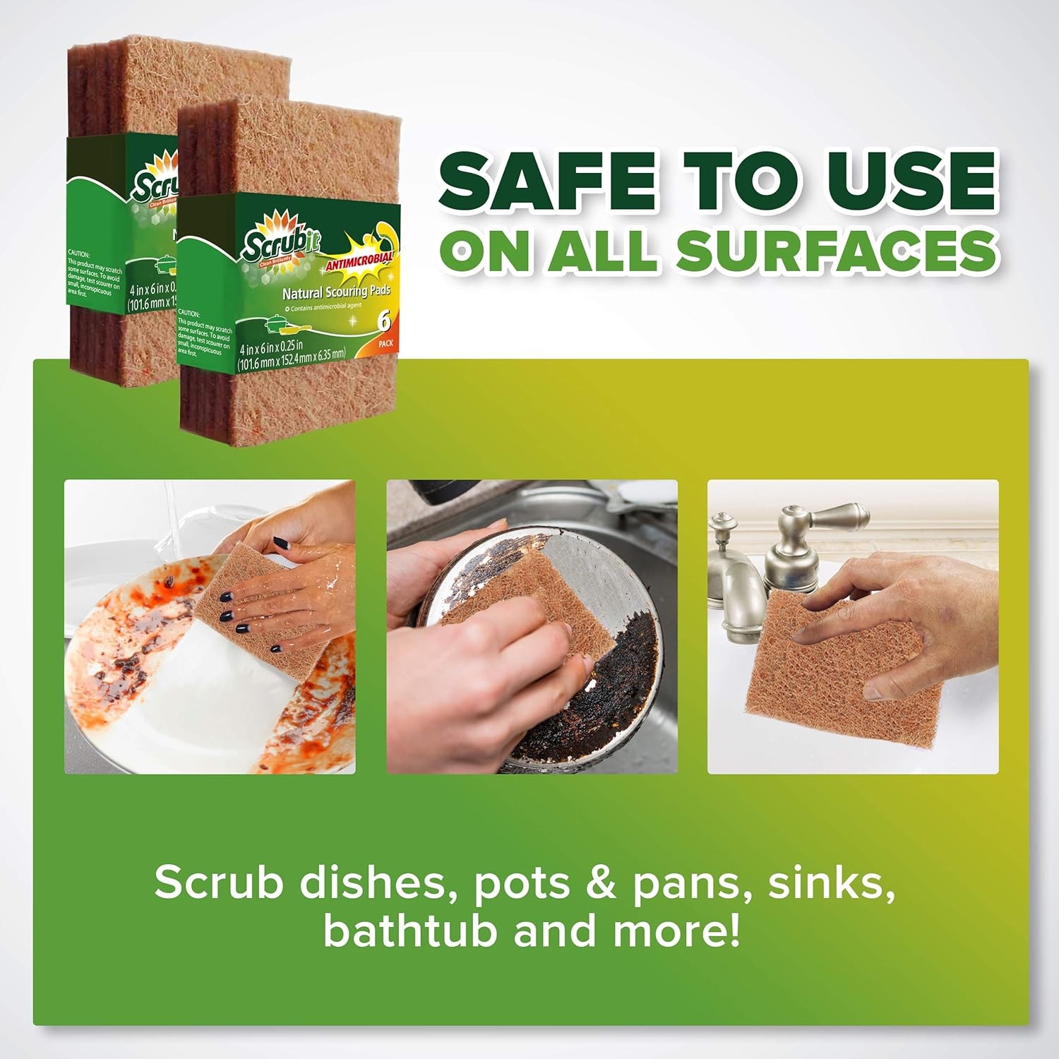 Natural Scouring Pads (12 Pack) – Eco Friendly Scrubbing Pads for Kitchen