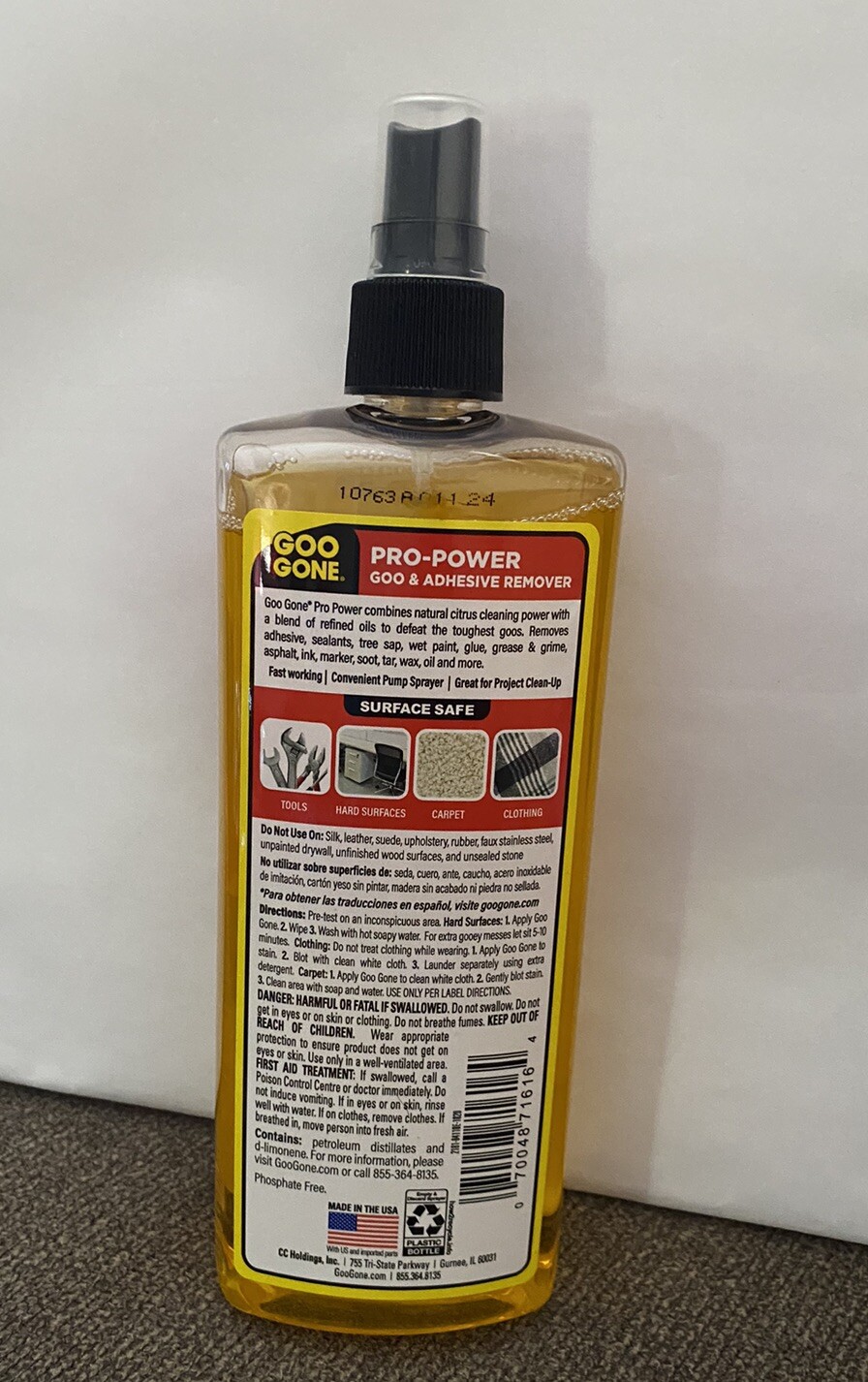 Goo Gone Pro-Power Goo & Adhesive Remover- Pump Spray 16 Fl oz New Surface Safe