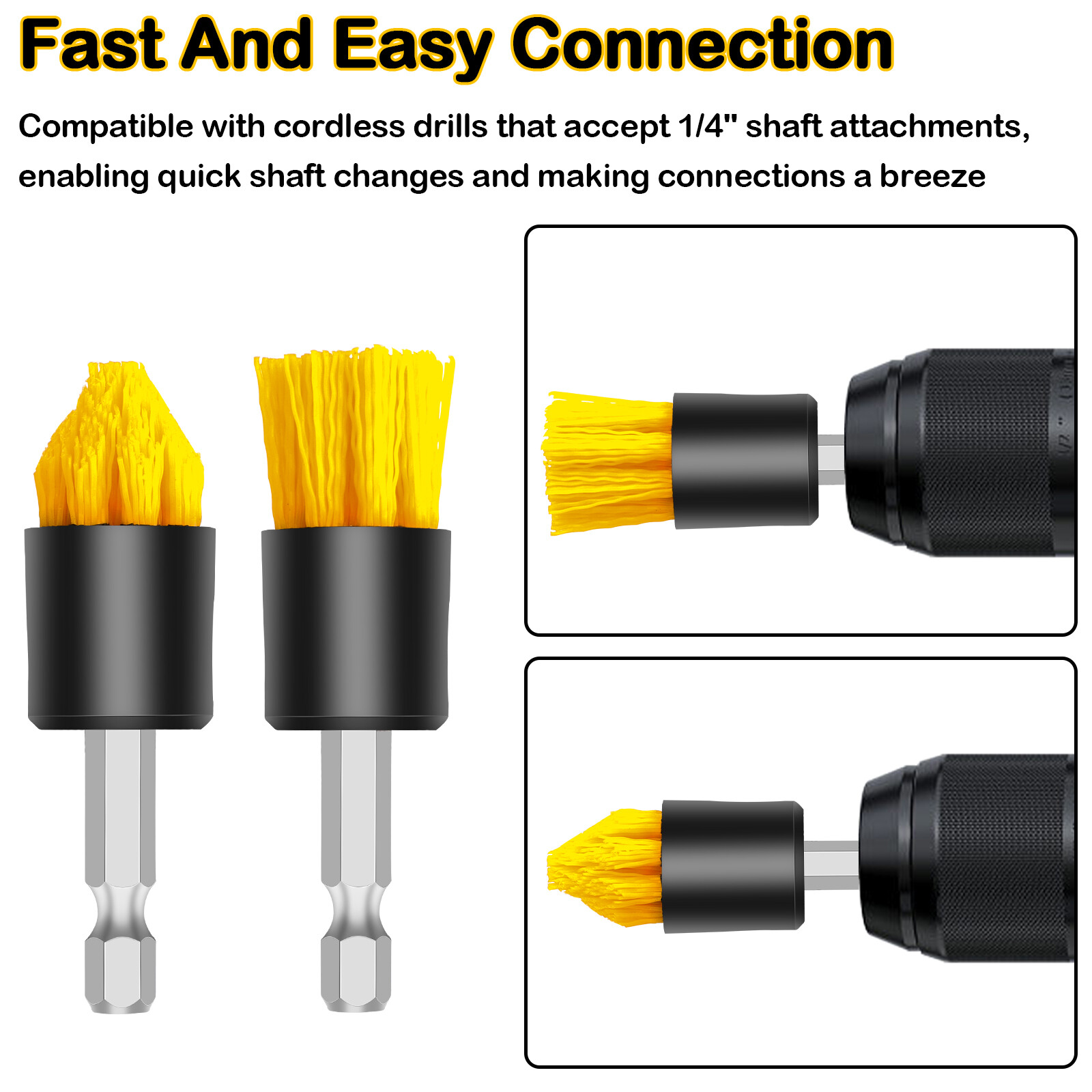 4Pcs Drill Brush Attachment Set Power Scrubber For Tile Grout Car Cleaning Kit