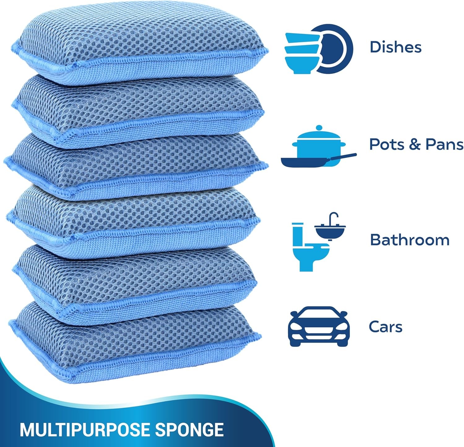 Miracle Microfiber Kitchen Sponge by Scrub-It (6 Pack) – Non-Scratch Heavy Duty