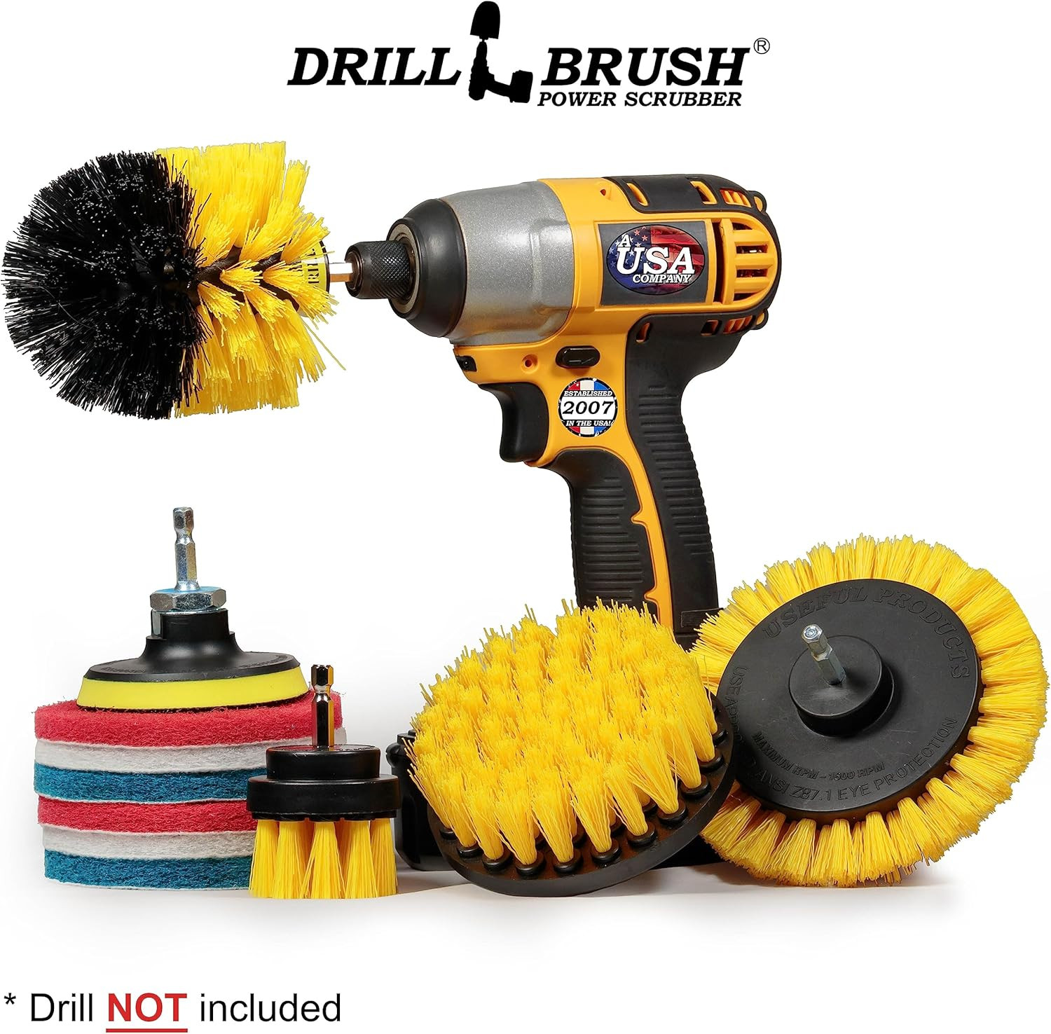 Rotary Brush Kit – Scrub Pads – Shower Scrubbing Brushes for Cordless Drill – Ti