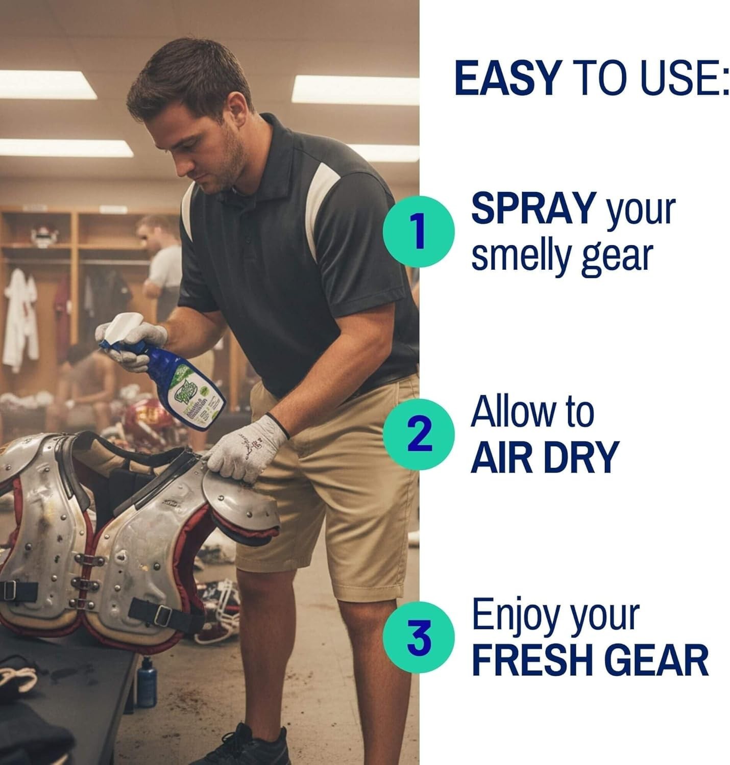 Comprehensive Odor Eliminator for Gym & Sports Gear – Natural 16 Fl Oz Spray
