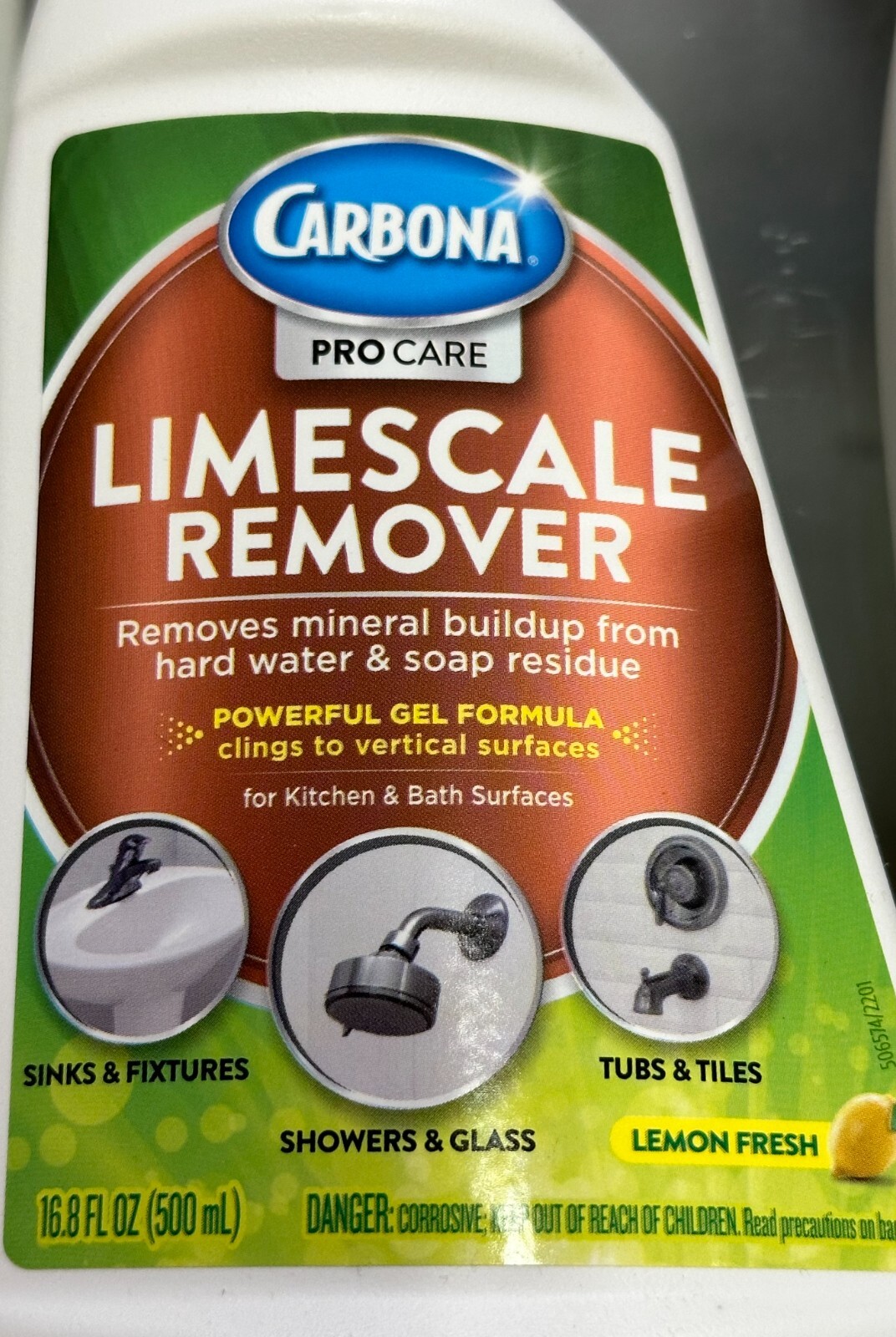 (2-Pk) CARBONA Sink Shower Glass Tubs Tiles Bath LIMESCALE REMOVER Lemon Fresh