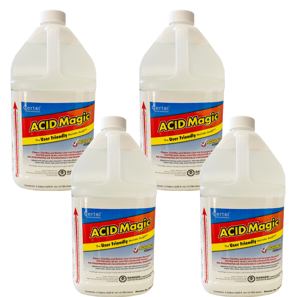 *NEW* 4x – 1 GAL. CERTOL ACID MAGIC® USA/128 – BUFFERED MURIATIC ACID Exp. 2025