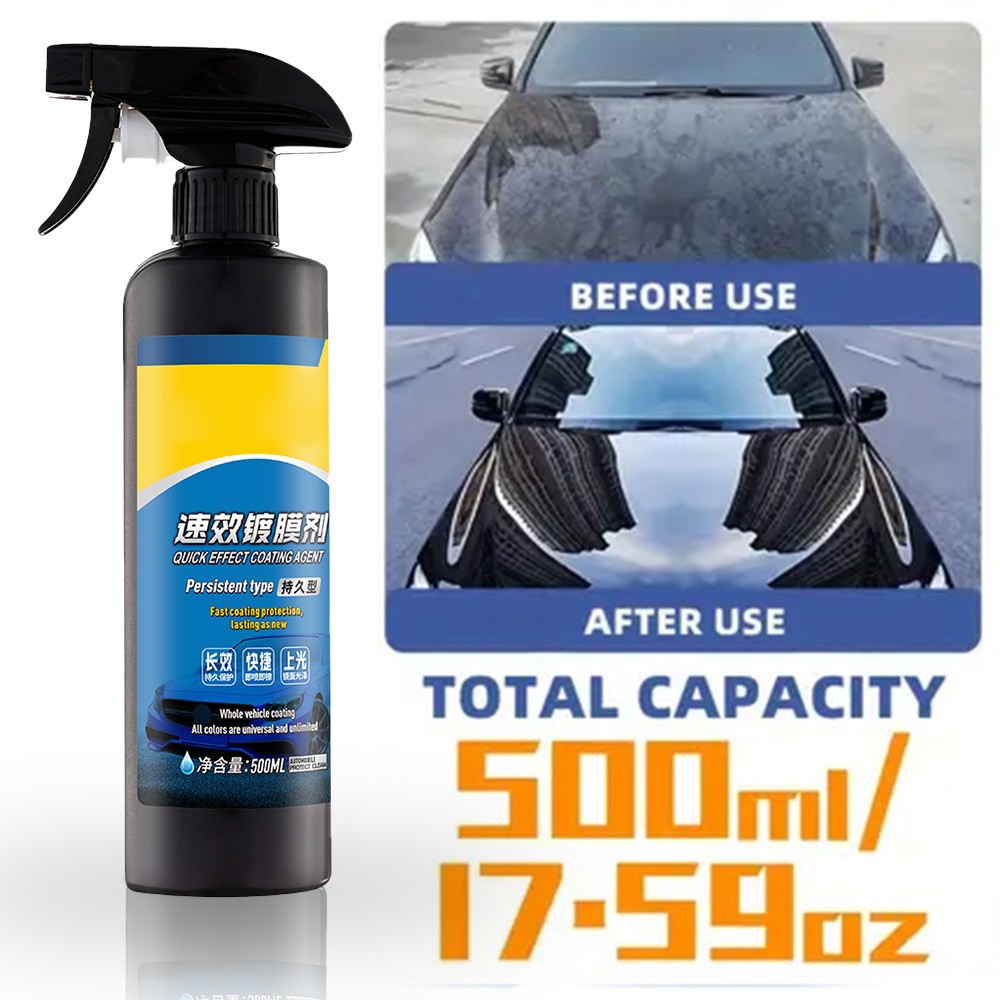 Ceramic Car Coating Spray 500ml Hydrophobic Waterless Wash Wax 16.9 oz