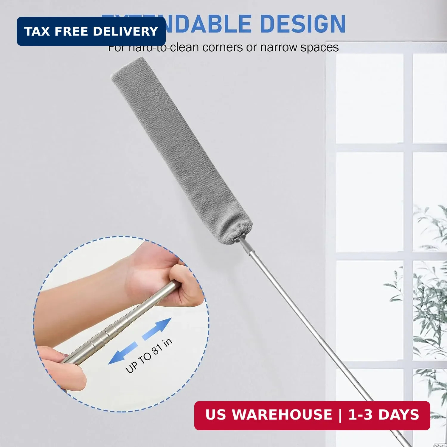 Dusters for Cleaning Retractable Gap Duster with Extension Pole Long Handle Cle