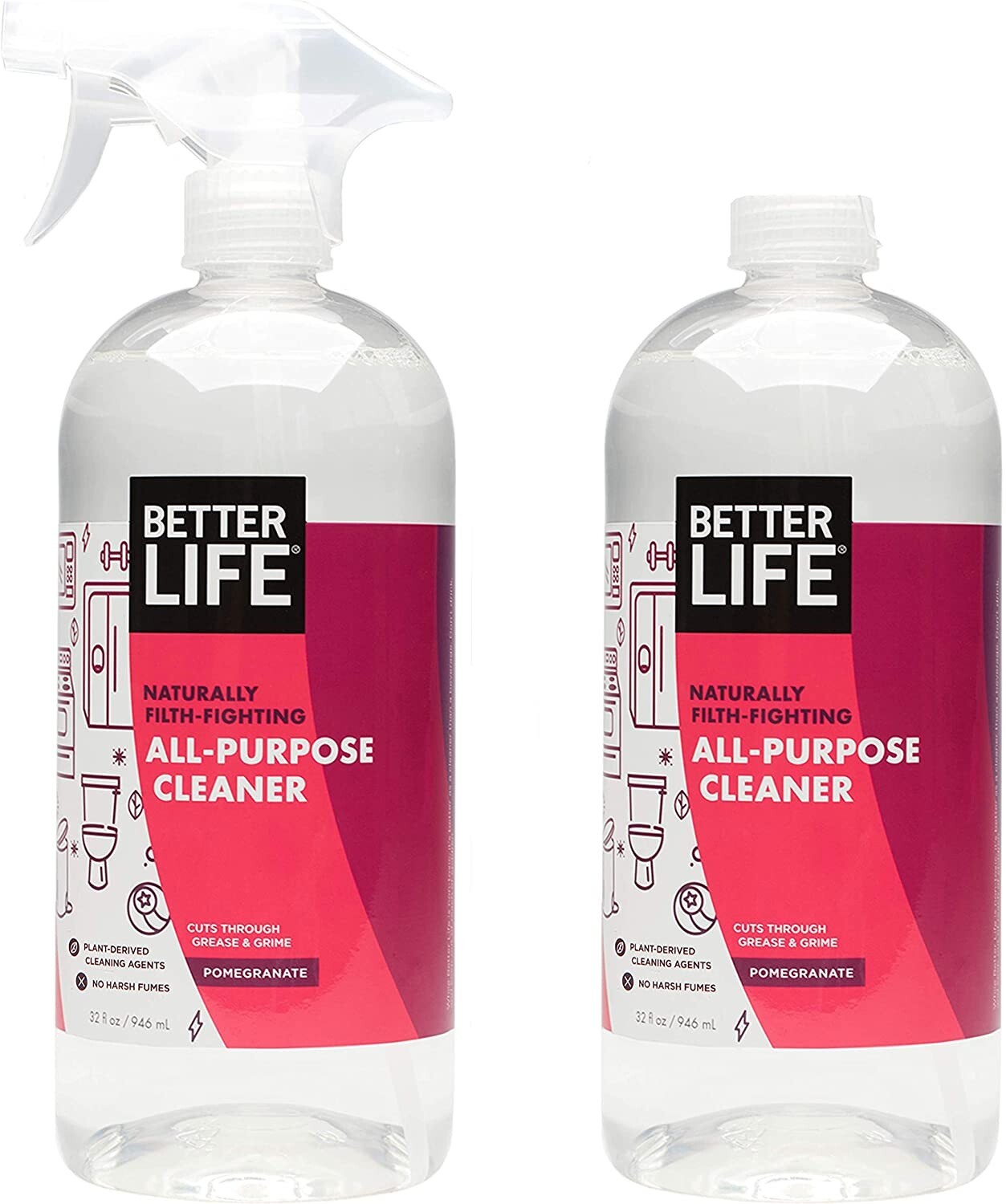 2 Pc Better Life Multi-Purpose Cleaner, Pomegranate, 32 Fl Oz Liquid New