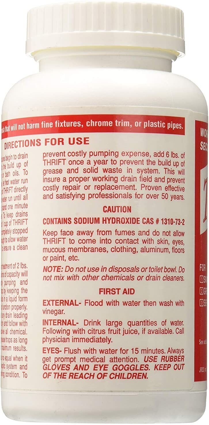 Thrift T-100 Alkaline Based 1-Pound Granular Drain Cleaner (White) (2-(Pack))