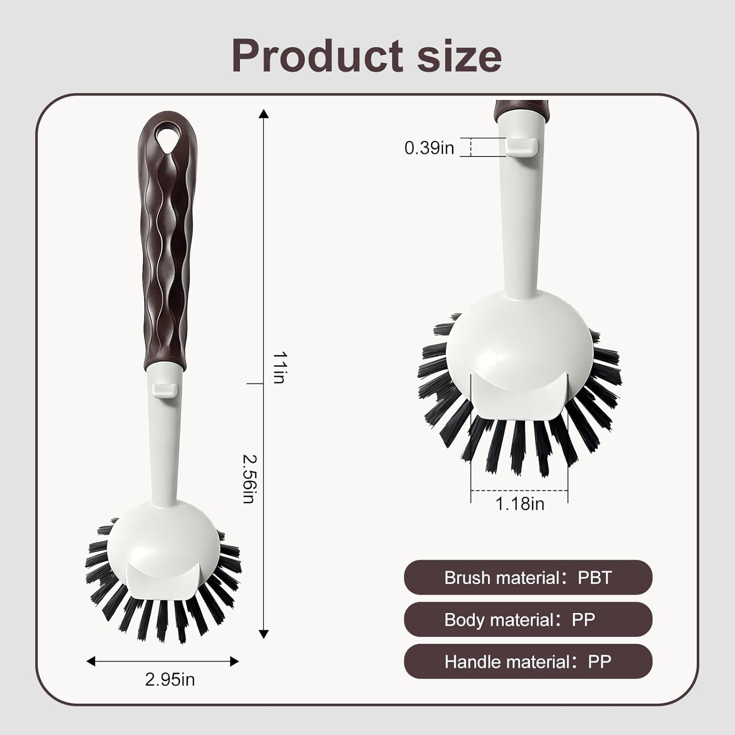 Dish Brush, 2 Pack with Comfortable Handle, with Built-In Scraper, Scrub Brush w