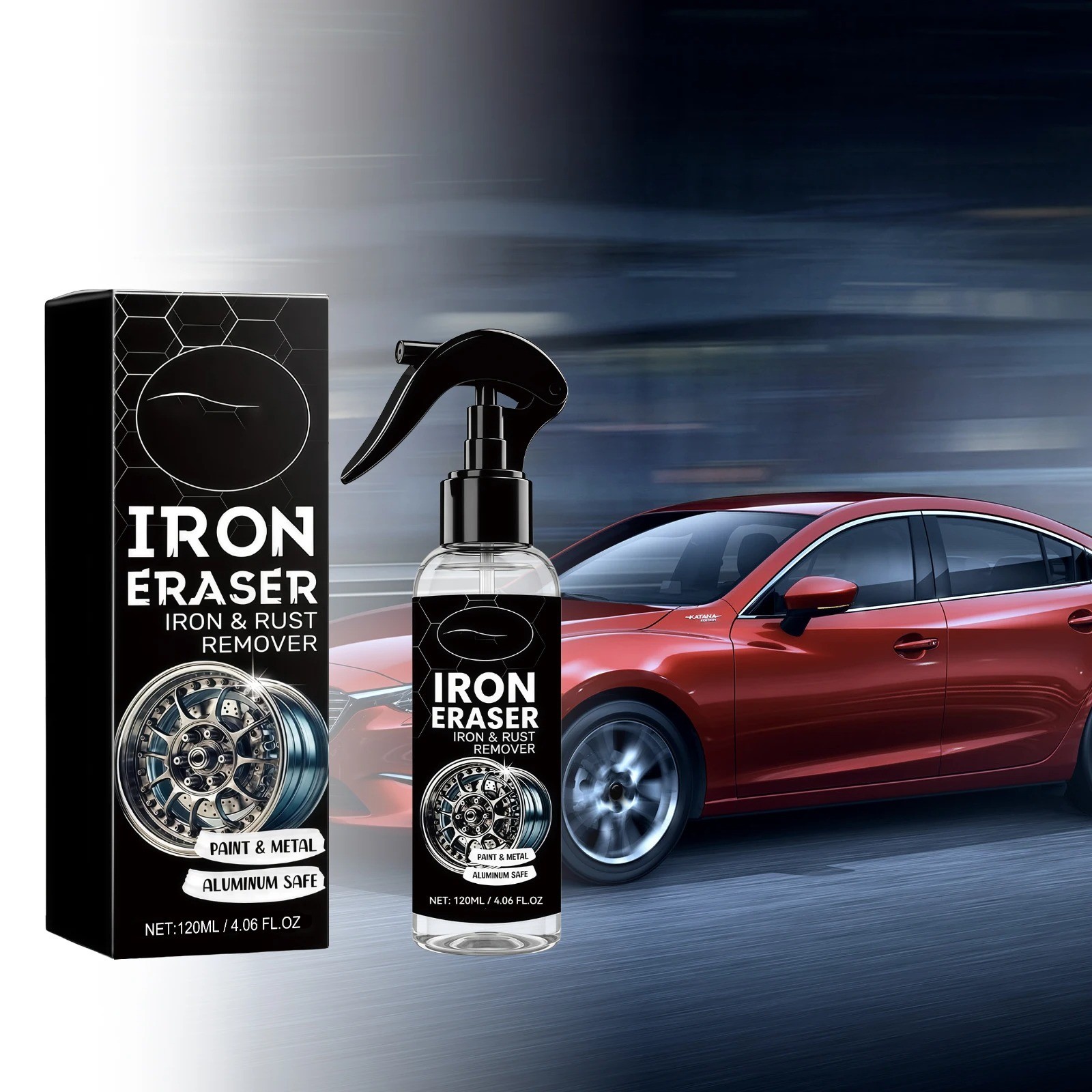 Iron Eraser Rust Remover Spray, Car Wheel Paint Brake Dust Fast Cleaner 120ML US
