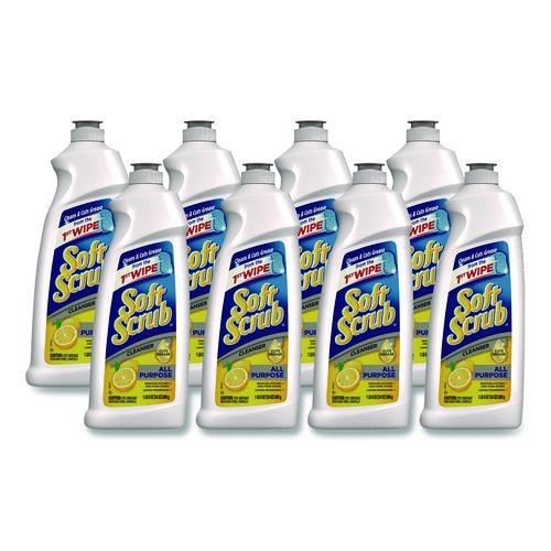 Soft Scrub All Purpose Cleanser, Lemon Scent, 24 oz Bottle, 8/Carton