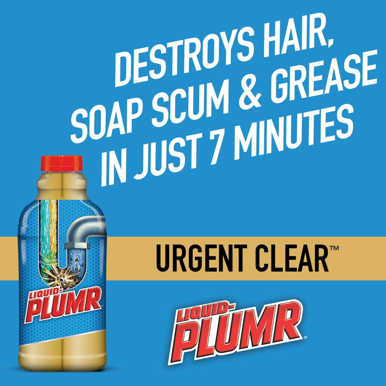 CLORAX LIQUID-PLUMR URGENT CLEAR ~ Drains Pipes CLOG REMOVER Hair Soap Scum