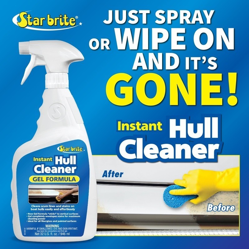 Powerful Hull Cleaner Gel Sticks Tough Stains Boat Fiberglass Plastic Marine Use