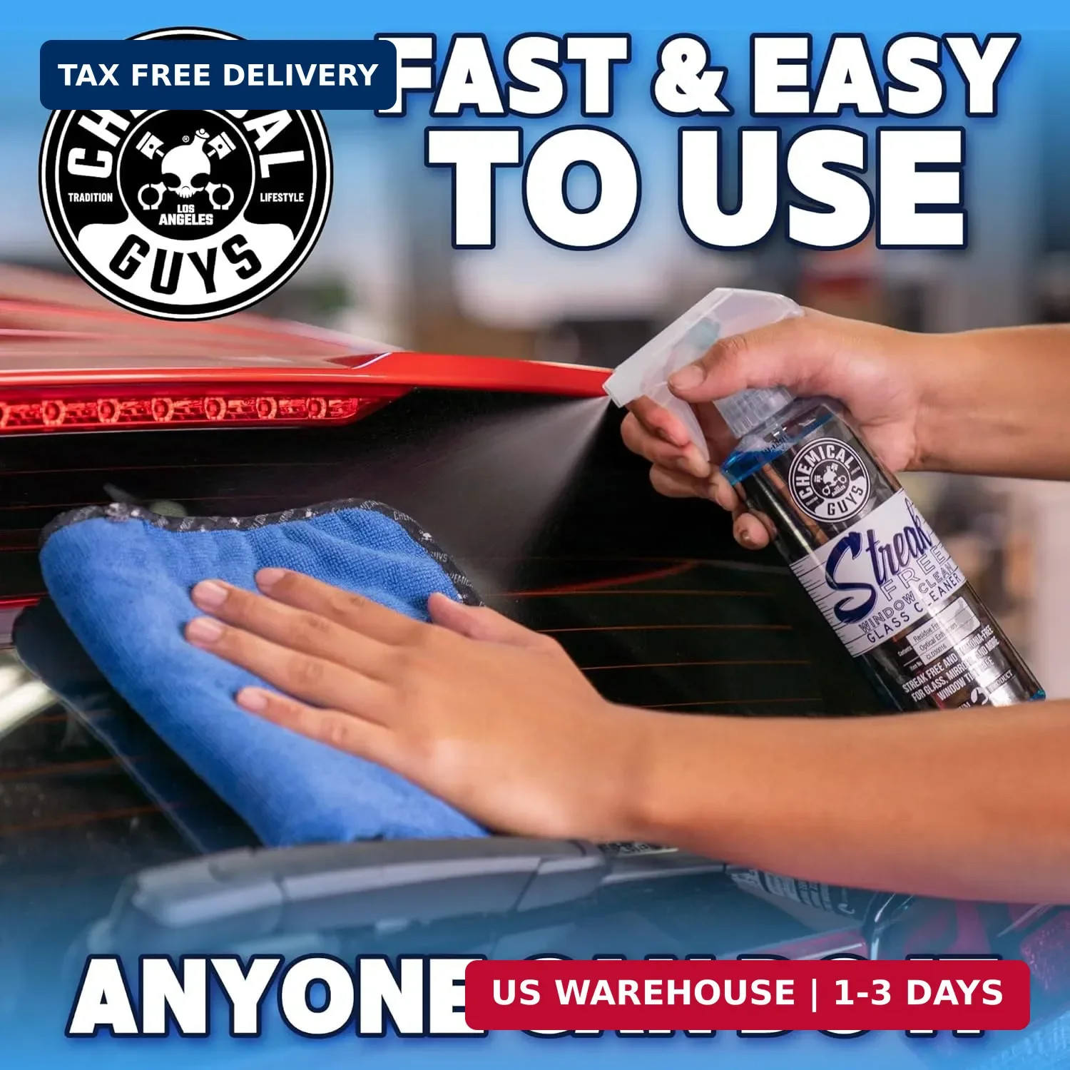 Chemical Guys, Streak-Free Glass & Window Cleaner for Tinted Windows, 16 oz | Am