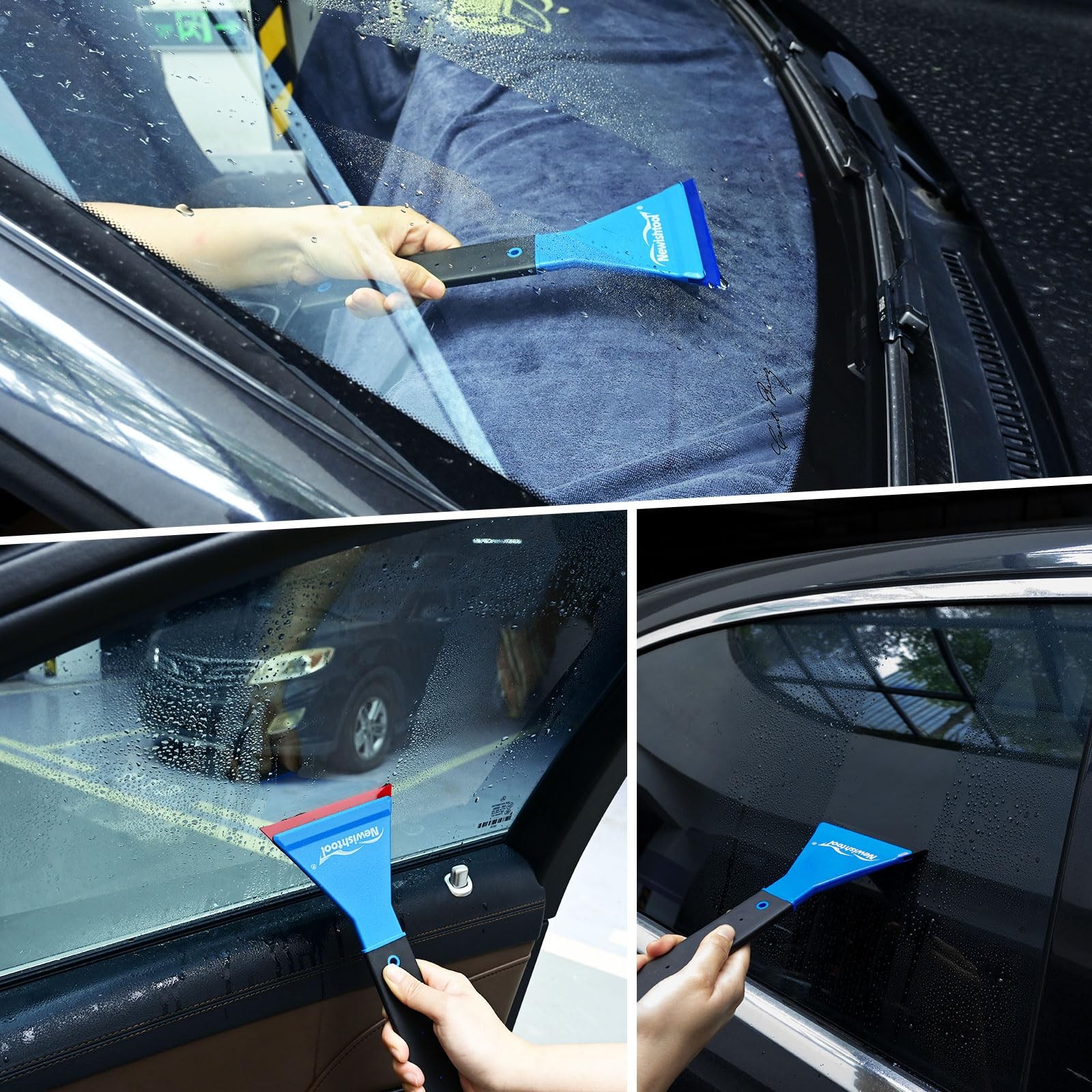 Window Tint Squeegee with Handle, 3 PCS Different Durometer Blades Long Handl…